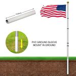 Flag Poles for Outside House Inground - Extra Thick Telescoping Flag Poles, Heavy Duty Flag Pole Kit with 3x5 American Flag (20FT, Silver)
