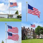 Flag Poles for Outside House Inground - Extra Thick Telescoping Flag Poles, Heavy Duty Flag Pole Kit with 3x5 American Flag (20FT, Silver)
