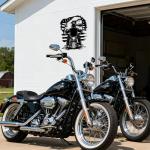 Slickss American Flag Wall Decor with Eagle Motorcycle Design - Patriotic Metal Wall Art for Garage and Man Cave, Outdoor Independence Day Decor, 4th of July Gifts for Men