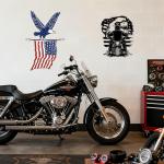 Slickss American Flag Wall Decor with Eagle Motorcycle Design - Patriotic Metal Wall Art for Garage and Man Cave, Outdoor Independence Day Decor, 4th of July Gifts for Men