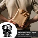 Slickss American Flag Wall Decor with Eagle Motorcycle Design - Patriotic Metal Wall Art for Garage and Man Cave, Outdoor Independence Day Decor, 4th of July Gifts for Men