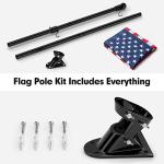 American Flag and Flag Pole for House Outside, 5ft Heavy Duty Flag Poles Kit with 3x5 Embroidered USA Flag, Tangle Free Steel Black Flag Pole with Bracket for Residential, Commercial, Outdoors Garden