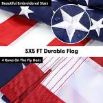 American Flag and Flag Pole for House Outside, 5ft Heavy Duty Flag Poles Kit with 3x5 Embroidered USA Flag, Tangle Free Steel Black Flag Pole with Bracket for Residential, Commercial, Outdoors Garden