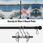 American Flag and Flag Pole for House Outside, 5ft Heavy Duty Flag Poles Kit with 3x5 Embroidered USA Flag, Tangle Free Steel Black Flag Pole with Bracket for Residential, Commercial, Outdoors Garden