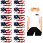 USA Flag Iron on Patches Heat Transfers Apppliques American Stickers Decals 12Pcs Patriotic Uniform Vest Jacket T-Shirt Backpack Hat Clothing DIY Decorations Appliques (USA Flag)