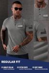 VOGSTART Men's 2025 Retro Henley T-Shirts Fourth July Cotton Henley Tee Tactical 1776 Independence Day Workout Freedom Memorial USA Flag Graphic Stars Stripes Gym Military Shirts Grey XL
