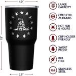 We The People Holsters - Betsy Ross Gadsden Flag - Betsy Ross Mug - American Flag Coffee Travel Mug - American Flag Tumbler - Double Insulated Tumbler - 30 oz