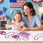 BOARDFEB Patriotic Crystal Beads, 1000PCS Red White Blue Bead for Jewelry Making, 4th of July American Patriotic Glass Beads 4/6/8 mm Craft Beads for Independence Day Bracelets Necklace Earrings