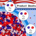 BOARDFEB Patriotic Crystal Beads, 1000PCS Red White Blue Bead for Jewelry Making, 4th of July American Patriotic Glass Beads 4/6/8 mm Craft Beads for Independence Day Bracelets Necklace Earrings
