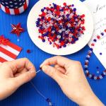 BOARDFEB Patriotic Crystal Beads, 1000PCS Red White Blue Bead for Jewelry Making, 4th of July American Patriotic Glass Beads 4/6/8 mm Craft Beads for Independence Day Bracelets Necklace Earrings