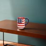 Young's Inc Ceramic Mug, Red White Blue, 17 oz, God Bless America Design,Cups for Tea, Coffee, Cold Drinks, Gift for Coffee Lovers, Birthday, Microwave-Safe Dishwasher Safe Kitchen Decor