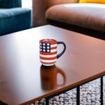 Young's Inc Ceramic Mug, Red White Blue, 17 oz, God Bless America Design,Cups for Tea, Coffee, Cold Drinks, Gift for Coffee Lovers, Birthday, Microwave-Safe Dishwasher Safe Kitchen Decor