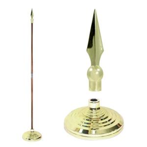Super Tough Indoor Flag Pole kit 7ft - Metal Spear - Gold Texture Base - Aluminum Flagpole with Brass Finish - Heavy Duty Inside House Flagstaff - Interior Shaft and Stand - No Ensign Included