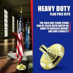 Super Tough Indoor Flag Pole kit 7ft - Metal Spear - Gold Texture Base - Aluminum Flagpole with Brass Finish - Heavy Duty Inside House Flagstaff - Interior Shaft and Stand - No Ensign Included