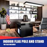 Super Tough Indoor Flag Pole kit 7ft - Metal Spear - Gold Texture Base - Aluminum Flagpole with Brass Finish - Heavy Duty Inside House Flagstaff - Interior Shaft and Stand - No Ensign Included