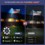 Panopole Heavy Duty Flag Pole Kit with 136 LED Ultra Bright Solar Light, 20FT 12 Gauge Thick Flagpole for Outside House in Ground, 300D Thickened USA Flag for Outdoor, 100 MPH Flagpole Kit, Black
