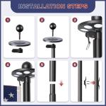 Panopole Heavy Duty Flag Pole Kit with 136 LED Ultra Bright Solar Light, 20FT 12 Gauge Thick Flagpole for Outside House in Ground, 300D Thickened USA Flag for Outdoor, 100 MPH Flagpole Kit, Black