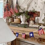 5.1 FT 4th of July Patriotic American Flag Wood Bead Garland Banner - Independence Day Decorations for Fireplace Mantle, Red White Blue Decor for Memorial Day, Veterans Day & Party Supplies