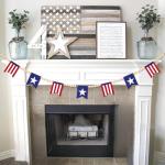 5.1 FT 4th of July Patriotic American Flag Wood Bead Garland Banner - Independence Day Decorations for Fireplace Mantle, Red White Blue Decor for Memorial Day, Veterans Day & Party Supplies