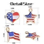BronaGrand 30pcs American Flag Charms Pendant Flag Heart Star Shape Patriotic Enamel Charms Craft Supplies for DIY Jewelry Making Findings Accessory