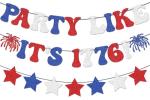 Red White Blue Glitter Party Like It's 1776 Banner USA American Stars Garland Banner for 4th of July Party Decorations Independence Day Home Yard Party Decorations Supplies
