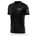 13FA Police Utility T Shirt for Men - USA Patriotic Lightweight Tee - Micro Polyester, Moisture-Wicking Quick-Dry Comfort (US, Alpha, XX-Large, Regular, Regular, Black & Gray)