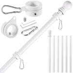 BONWIN White Flag Pole Kit for Outside House, 7 FT Thickened Stainless Steel Wall Mount Flag Pole for 3x5'/ 4x6' American Flag, 1" Anti-Wrap Spinning Flagpole Rings Hardware Kits for Porch Yard