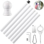 BONWIN White Flag Pole Kit for Outside House, 7 FT Thickened Stainless Steel Wall Mount Flag Pole for 3x5'/ 4x6' American Flag, 1" Anti-Wrap Spinning Flagpole Rings Hardware Kits for Porch Yard