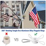 BONWIN White Flag Pole Kit for Outside House, 7 FT Thickened Stainless Steel Wall Mount Flag Pole for 3x5'/ 4x6' American Flag, 1" Anti-Wrap Spinning Flagpole Rings Hardware Kits for Porch Yard