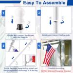 BONWIN White Flag Pole Kit for Outside House, 7 FT Thickened Stainless Steel Wall Mount Flag Pole for 3x5'/ 4x6' American Flag, 1" Anti-Wrap Spinning Flagpole Rings Hardware Kits for Porch Yard