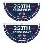 KIIPOAPAU 2PCS 250 Years Anniversary Flag Bunting 1.5X3 FT 1776-2026 Fan Flags Patriotic Stars Yard Signs Party Supplies Hanging Decor for Room House Welcome Backdrop with Brass Grommets