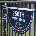 KIIPOAPAU 2PCS 250 Years Anniversary Flag Bunting 1.5X3 FT 1776-2026 Fan Flags Patriotic Stars Yard Signs Party Supplies Hanging Decor for Room House Welcome Backdrop with Brass Grommets