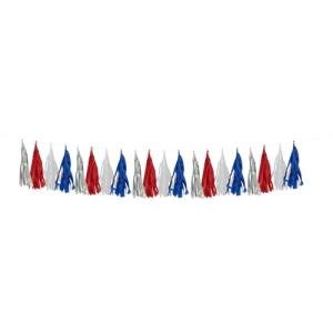 4th of July Decorations Tassel Garland – 10FT Red White Blue Silver Fringe Banner, No DIY Tissue Paper Banner for Independence Day, America Patriotic Party,Memorial Day,Labor Day