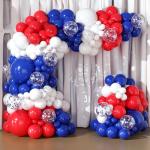 Red White and Blue Balloons Garland Arch Kit 164pcs Balloons Different Sizes 5 10 12 18inch with Confetti Balloons for Labor Day 4th of July Baseball Birthday Party Decorations