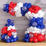 Red White and Blue Balloons Garland Arch Kit 164pcs Balloons Different Sizes 5 10 12 18inch with Confetti Balloons for Labor Day 4th of July Baseball Birthday Party Decorations