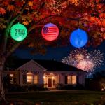 Patriotic Solar LED Floating Pool Lights Inflatable(2-Pack) - 16" Glow Ball with US 250th Anniversary Designs, Color Changing Float/Hang/In-Ground Ball with Remote for July 4th, Independence Day Decor