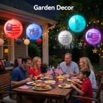 Patriotic Solar LED Floating Pool Lights Inflatable(2-Pack) - 16" Glow Ball with US 250th Anniversary Designs, Color Changing Float/Hang/In-Ground Ball with Remote for July 4th, Independence Day Decor