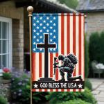 BlissYard Memorial Day 4th of July God Bless the USA Patriotic Garden Flag America Military Soldier Yard Outside Home Decorations American USA Outdoor Small Decor Double Sided 12 x 18