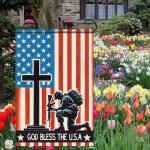 BlissYard Memorial Day 4th of July God Bless the USA Patriotic Garden Flag America Military Soldier Yard Outside Home Decorations American USA Outdoor Small Decor Double Sided 12 x 18