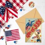 Whaline 40Pcs Patriotic Greeting Cards 10 Designs Vintage 4th of July Note Card with Stickers Envelopes for Independence Day Party Favors Classroom Home Office Supplies, 4 x 6 Inch