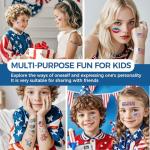 Awinmay 4th of July Temporary Tattoos - 80 Pcs Independence Day American Flag Red White and Blue Tattoos for Kids,Memorial Day,Labor Day,Fourth of July Party Decorations and USA Party Favors 10 Sheets