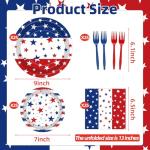 100 Pcs Patriotic Party Supplies Set, Serves 25 – Disposable Red White Blue Star Paper Plates, Napkins, and Forks, American Flag Themed Tableware for 4th of July, Memorial Day, Labor Day Decorations