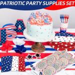 100 Pcs Patriotic Party Supplies Set, Serves 25 – Disposable Red White Blue Star Paper Plates, Napkins, and Forks, American Flag Themed Tableware for 4th of July, Memorial Day, Labor Day Decorations