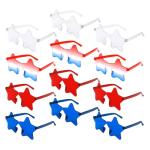 Semato 12 Pcs Star Sunglasses Bulk Rimless Red White and Blue Star Glasses 4th of July Patriotic Sunglasses for Independence Day Party Favors