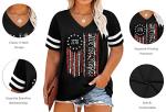 Plus Size Tops American Flag Shirts Womens V Neck Patriotic Tshirt USA Graphic Tee 4th of July T-Shirt