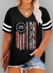 Plus Size Tops American Flag Shirts Womens V Neck Patriotic Tshirt USA Graphic Tee 4th of July T-Shirt