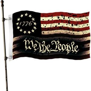 We The People 1776 Flag 3x5 Outdoor Double Sided with 2 Grommets for Outside House Indoor Yard Patriotic Banner Decor