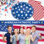 QOUBAI Patriotic Oval Paper Plates 11inch 4th of July American Flag Paper Plate and Napkin, Dish Tray Independence Party Decoration Supplies for Veterans Election Day Memorial Day Tableware, 25 Guest