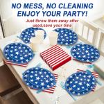 QOUBAI Patriotic Oval Paper Plates 11inch 4th of July American Flag Paper Plate and Napkin, Dish Tray Independence Party Decoration Supplies for Veterans Election Day Memorial Day Tableware, 25 Guest
