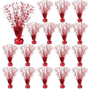 Crowye 18 Pcs Foil Spray Centerpiece Valentine's Day Table Decoration Winter Party Star Burst Metallic Table Centerpieces for Party Birthday Season Holiday(Red)